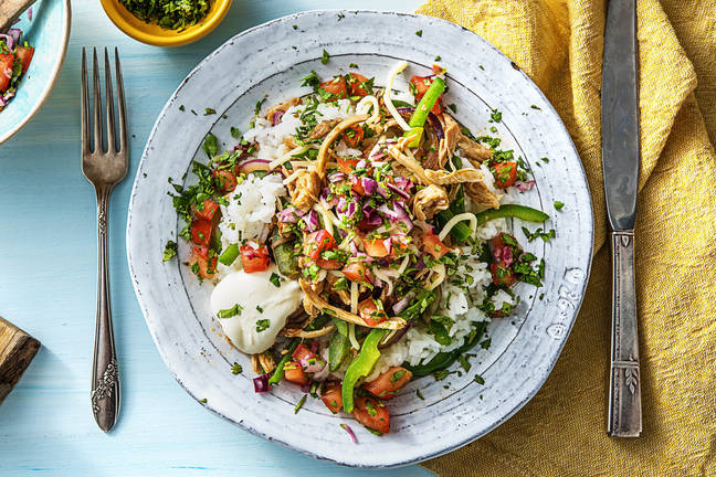 Pulled Chicken Rice Bowls