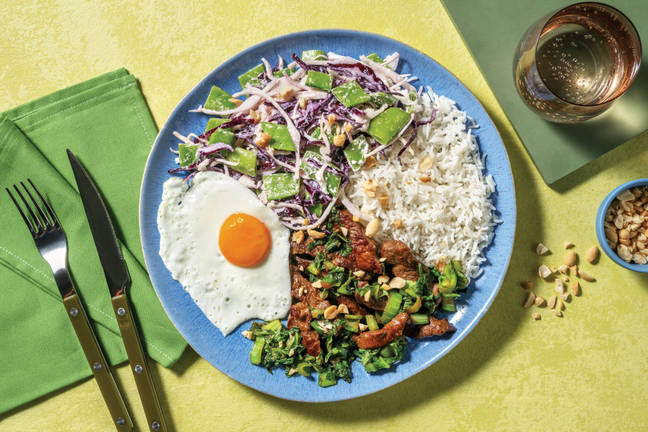 Soy-Ginger Beef & Pea Pod Slaw