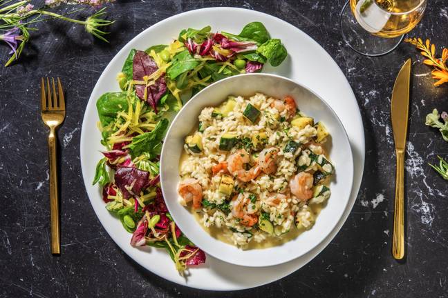 Risotto met garnalen en courgette