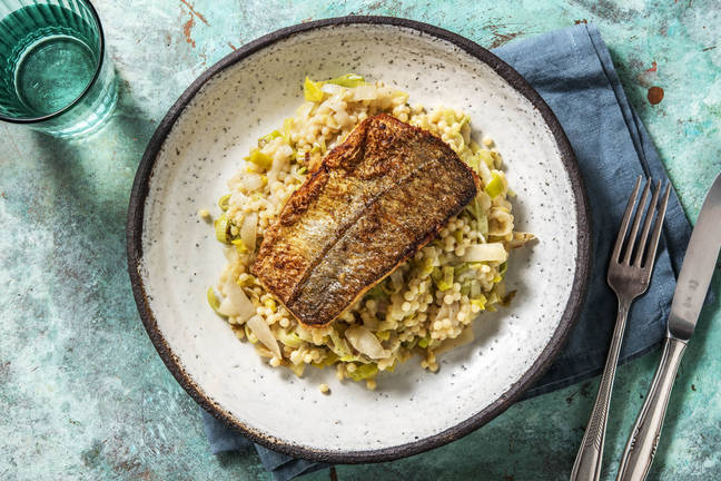 Romige parelcouscous met heekfilet