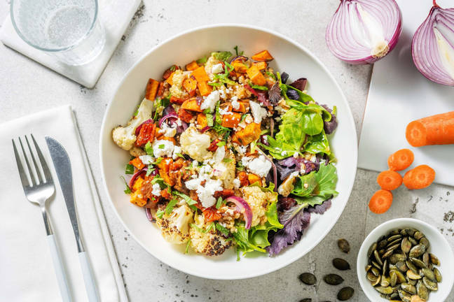 Salade de boulgour aux légumes rôtis et fromage de chèvre