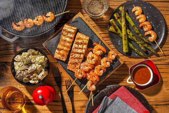 Saucy Grilled Salmon and Shrimp