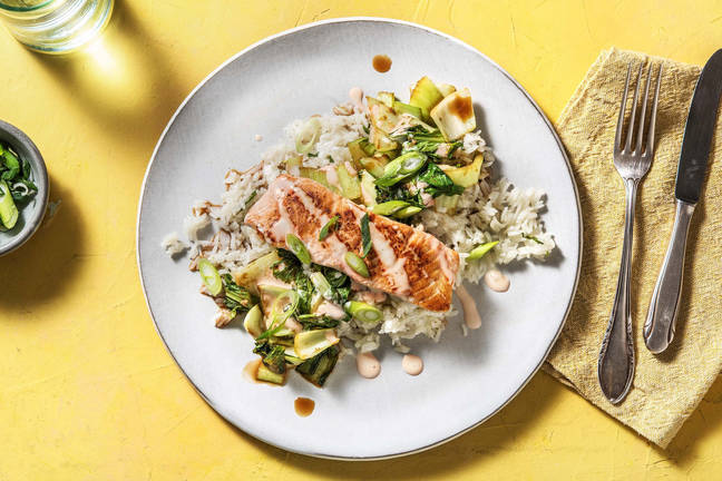 Pan-Fried Salmon with Soy-Glazed Bok Choy