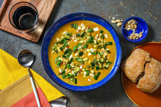 Soupe de patate douce au fromage grec
