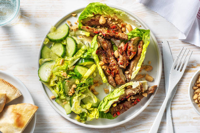Thaise maaltijdsalade met biefstukpuntjes