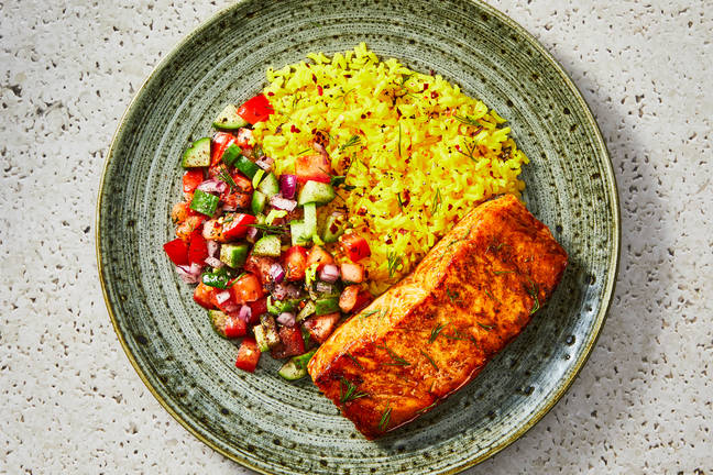 Harissa-Honey Salmon & Turmeric Rice