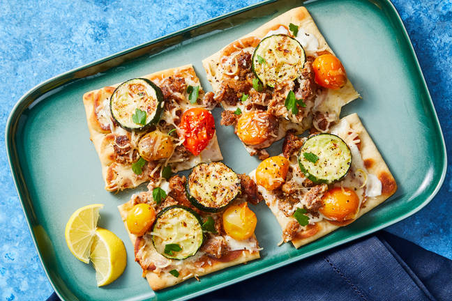 Chicken Sausage, Zucchini & Tomato Flatbreads