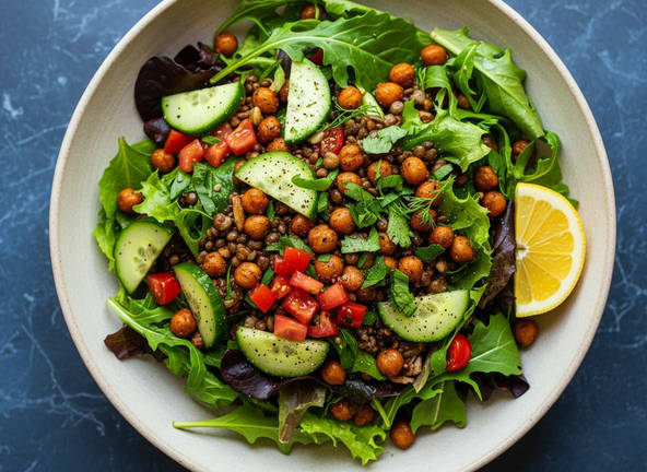 Crispy Chickpea & Lentil Salad
