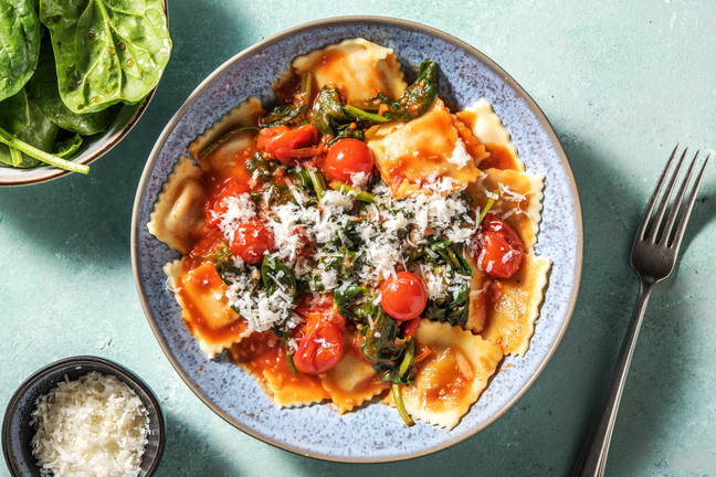 Verse ravioli met ricotta en spinazie