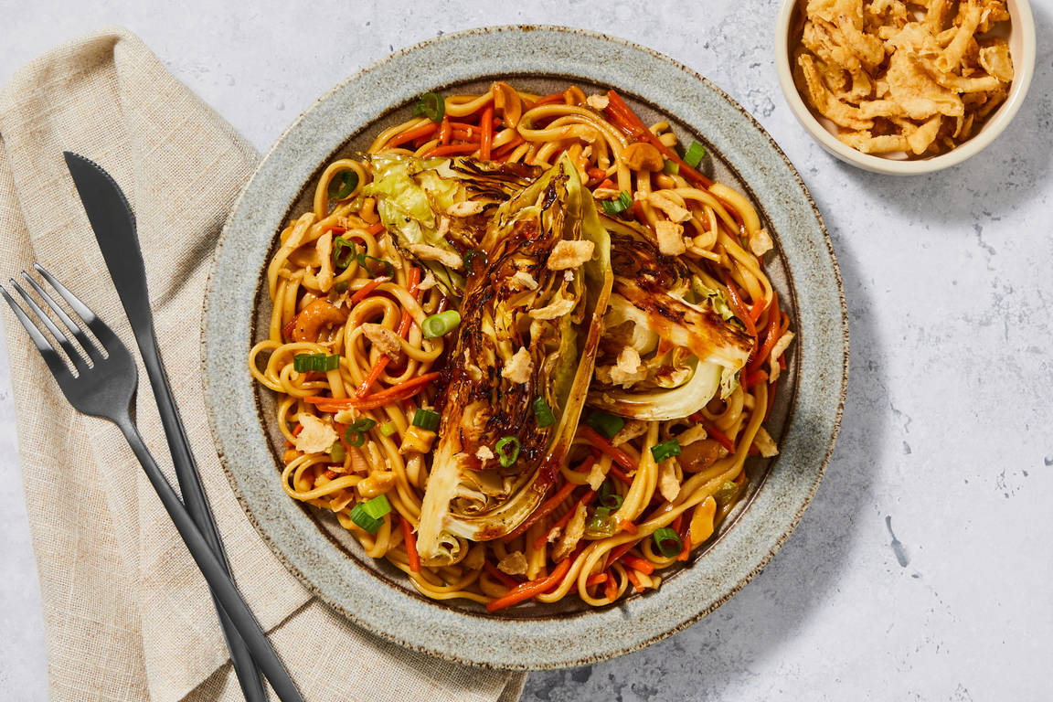 Miso Butter-Braised Cabbage over Lo Mein