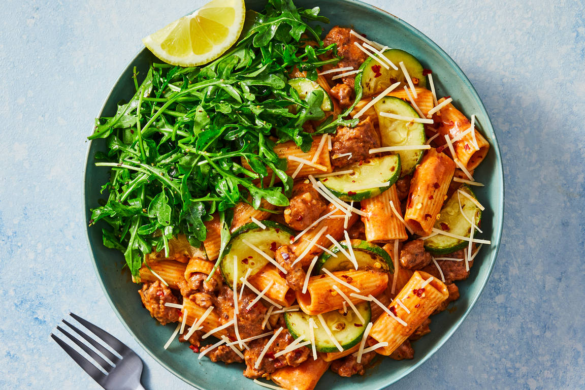 Pork Sausage & Zucchini Rigatoni Rosa