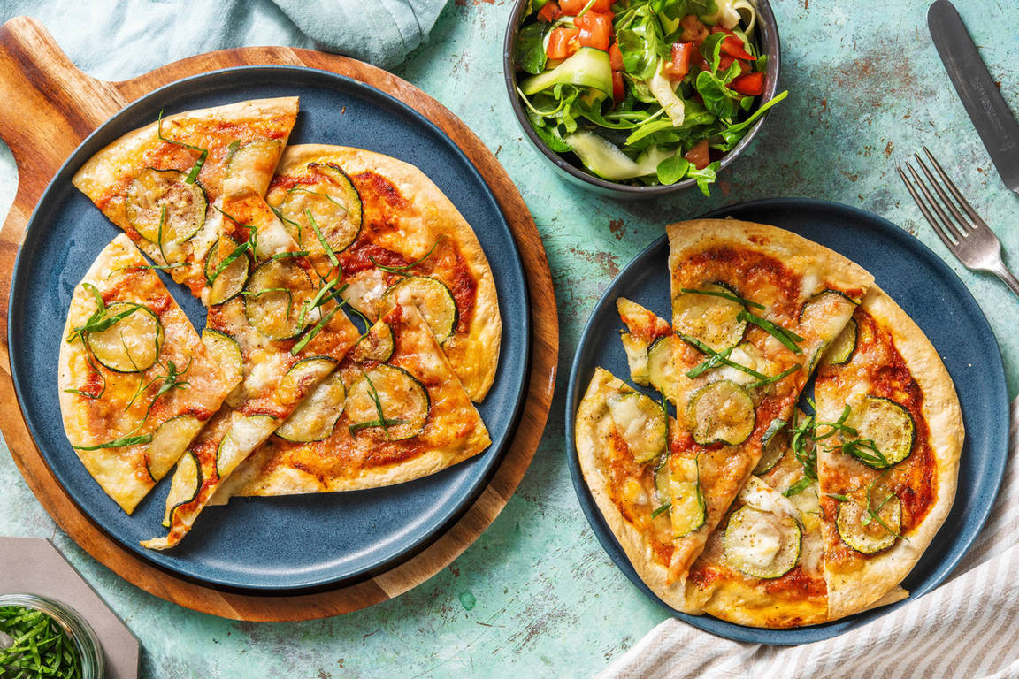 Flammkuchen met buffelmozzarella en courgette