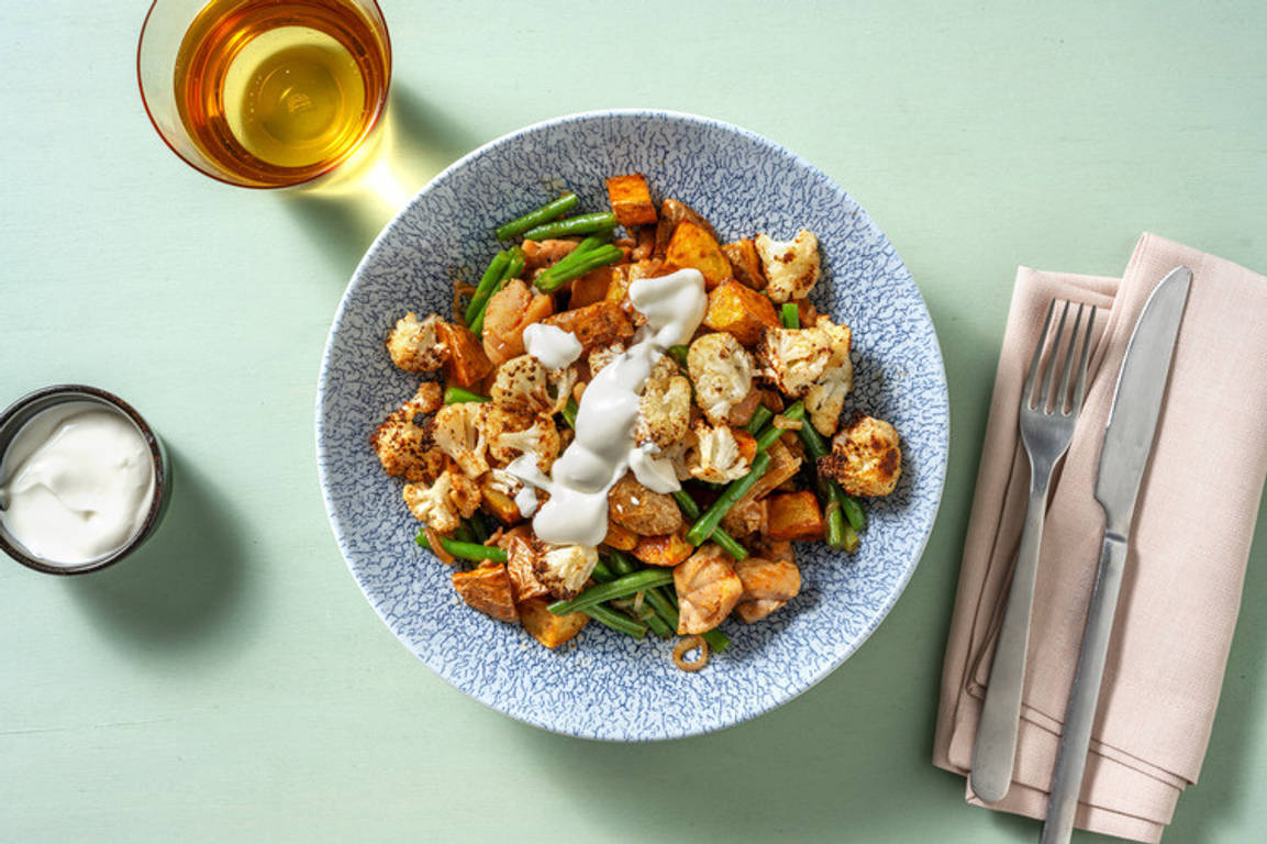 Kalkoen met harissa en geroosterde bloemkool