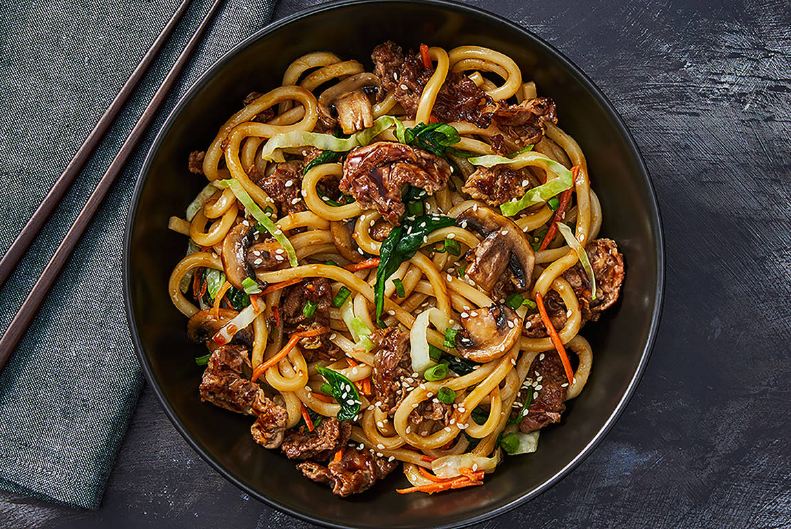 SuperQuick Teppanyaki-Style Beef Udon Noodles