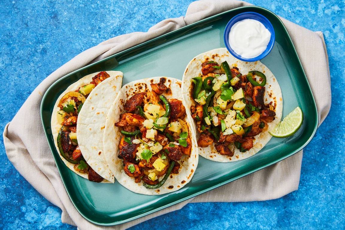 One-Pan Pineapple Salsa Chicken Tacos