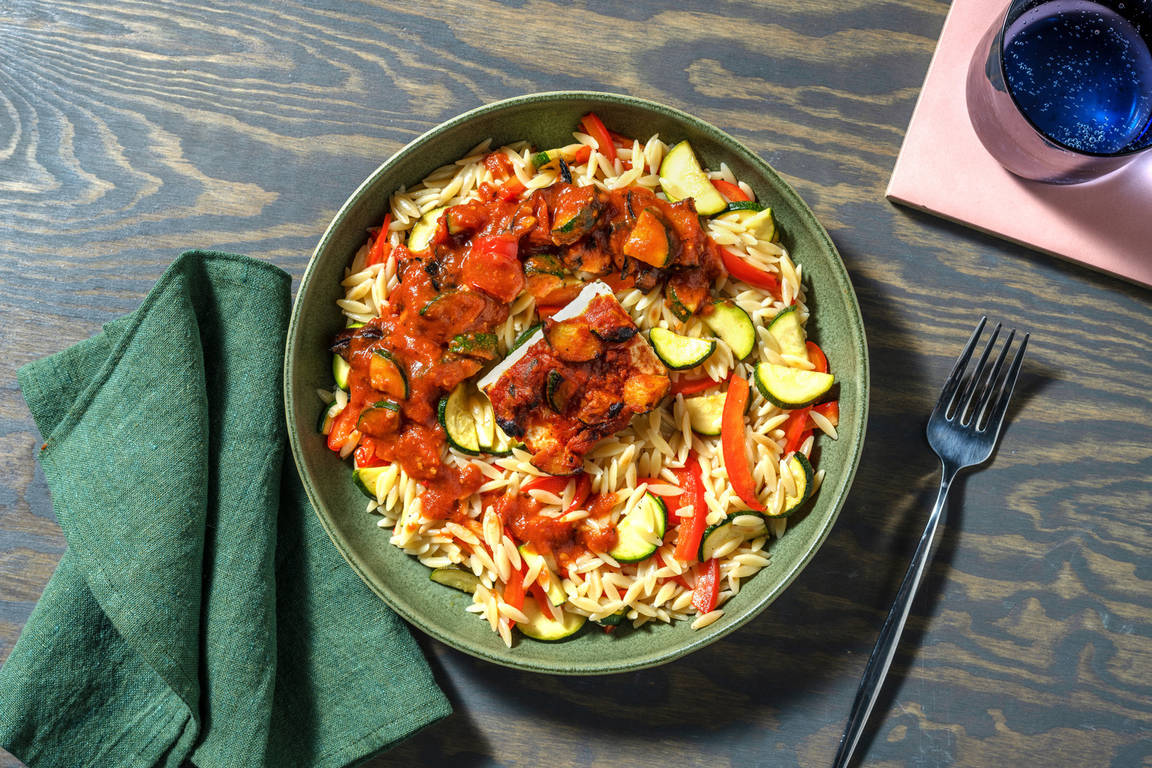 Orzo met gebakken witte kaas