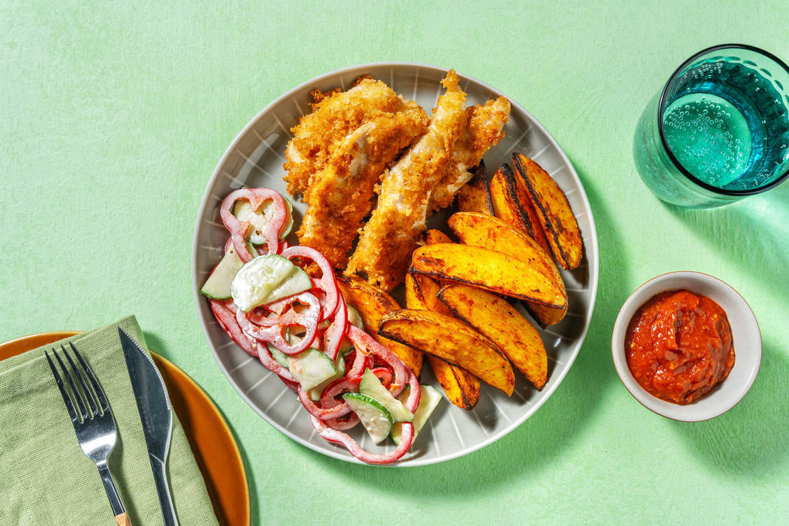 Chicken Fingers mit Tomatendip