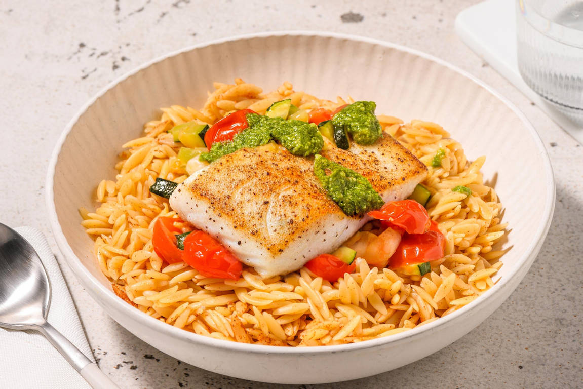 Krydret italiensk fiske-orzo