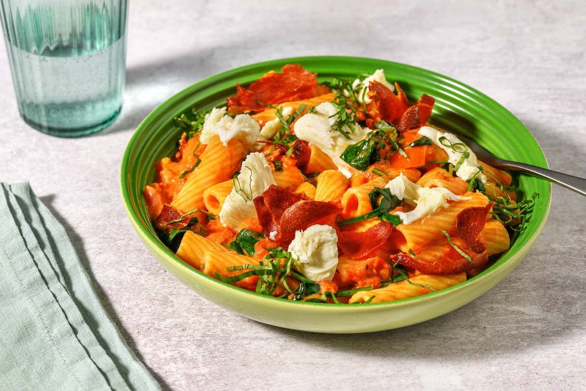 Sprød prosciutto- og mozzarellapasta