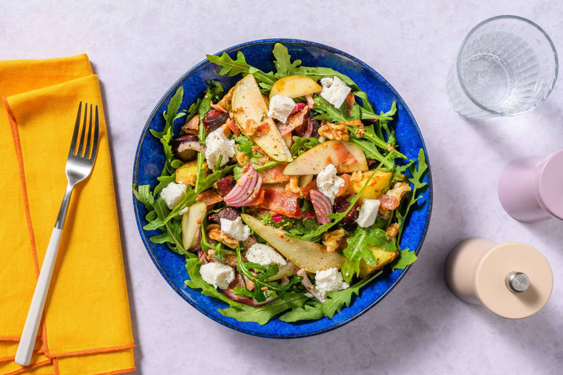 Bacon- og geitostsalat