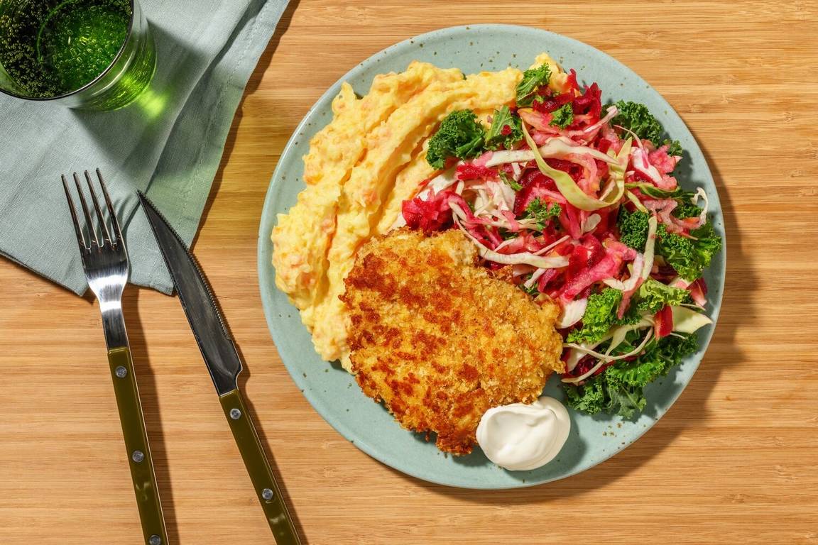 Cheddarpanerad kyckling och citrondressing