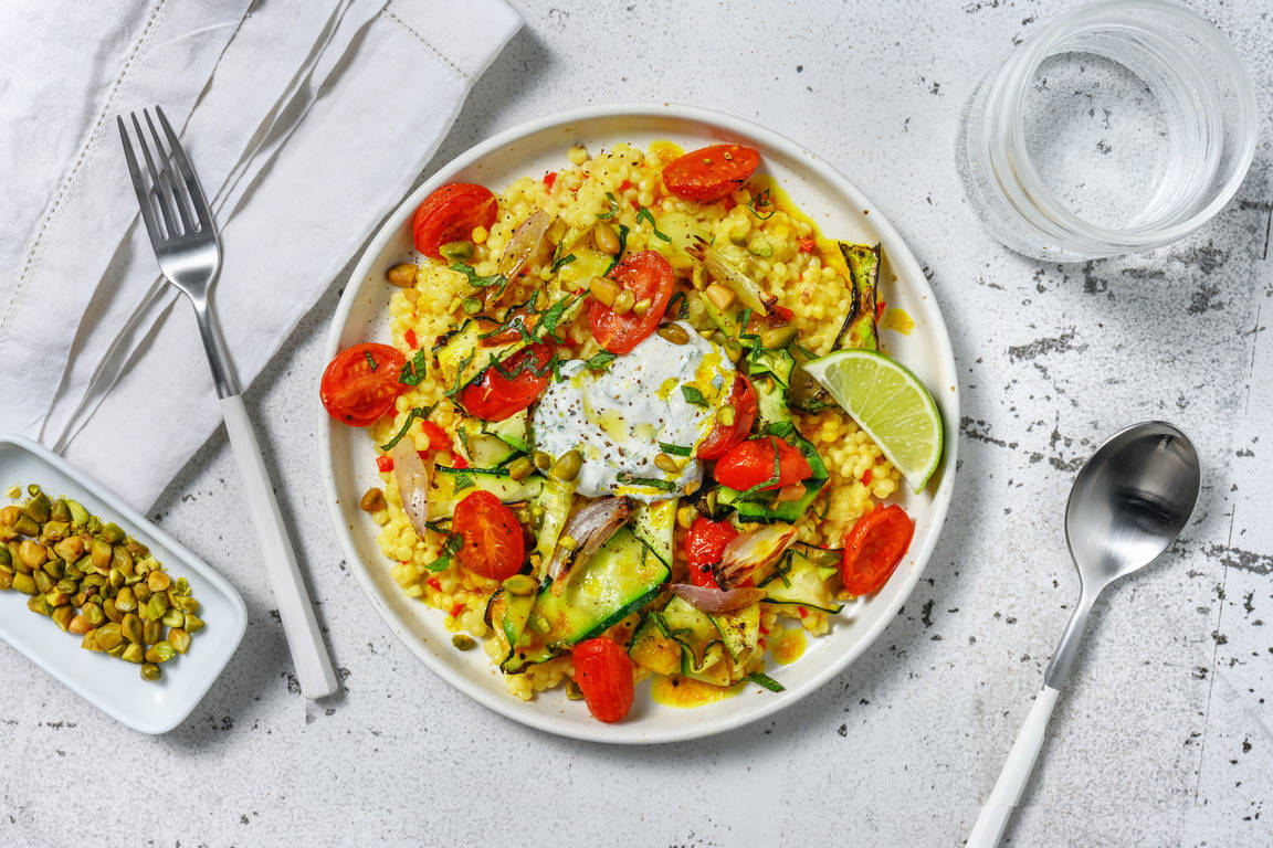 Courgette dorée, labneh & beurre au curcuma