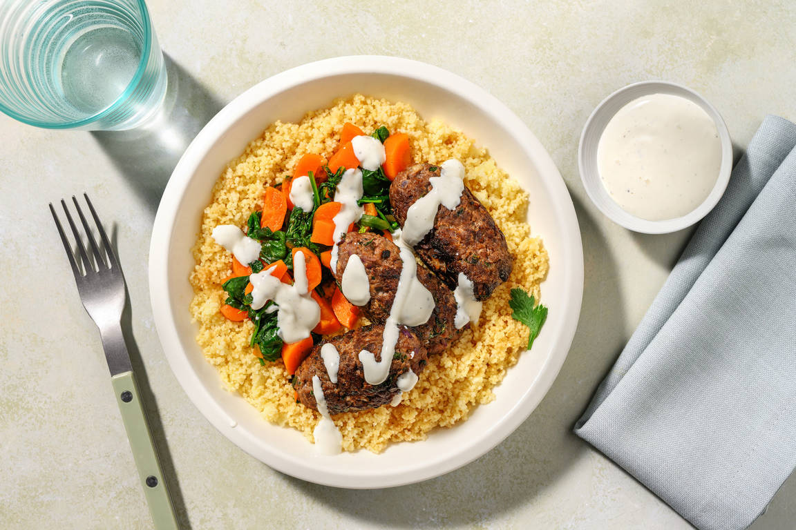 Keftas de bœuf & semoule aux épices