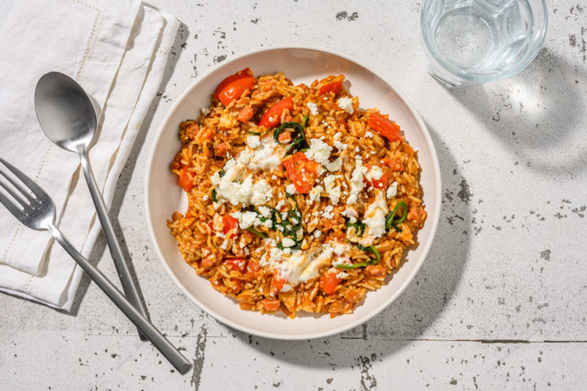 Mediterrane orzo met kipgehakt