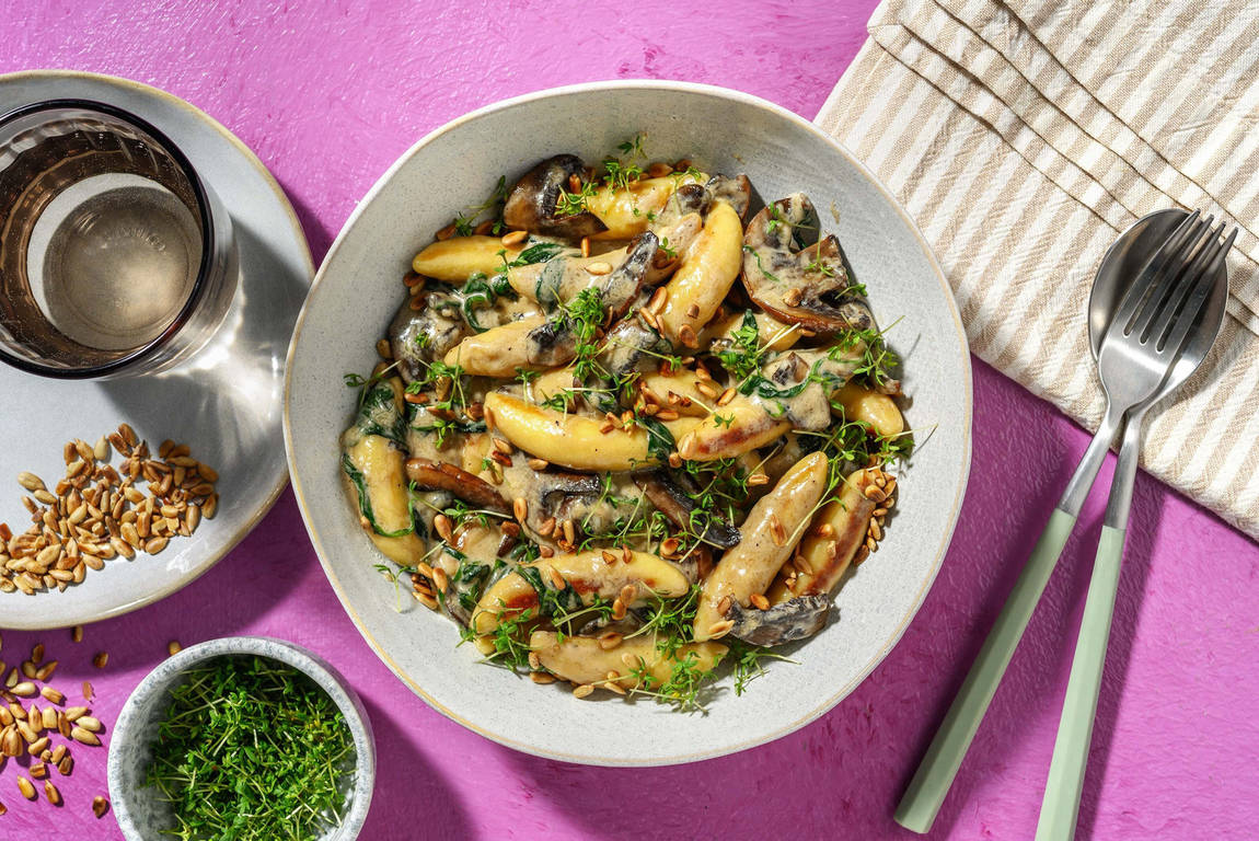 Schupfnudeln in Portobello-Rahmsauce