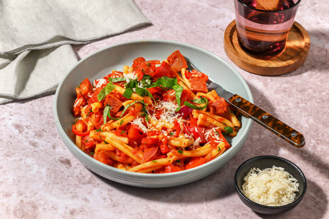 Feurige Strozzapreti Diavolo mit Chorizo 