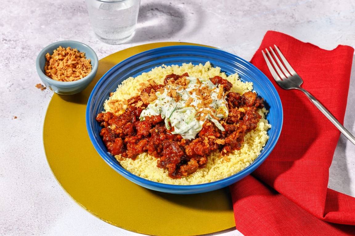 Super Quick Curried Beef Couscous Bowl