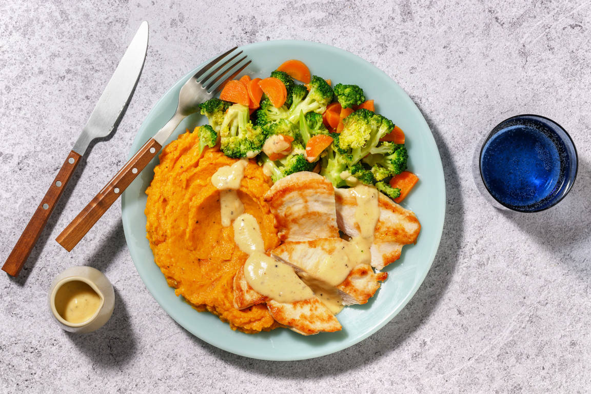 Chicken & Creamy Peppercorn Sauce