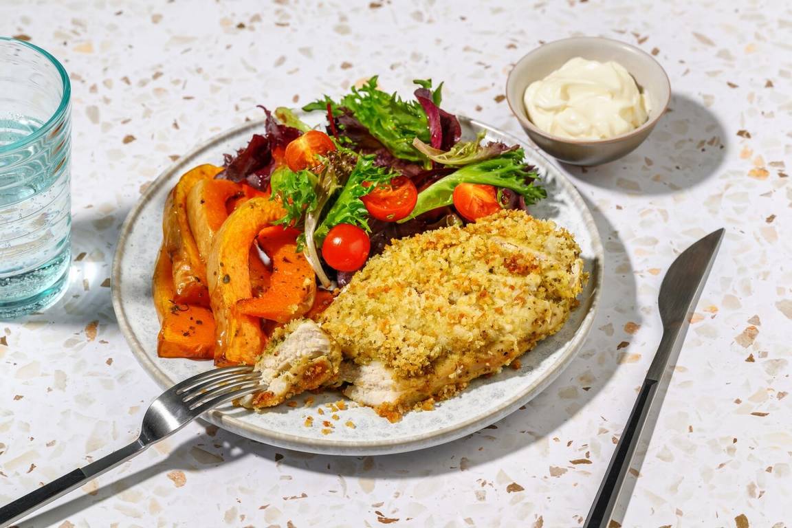 Crumbed Pesto Hasselback Chicken