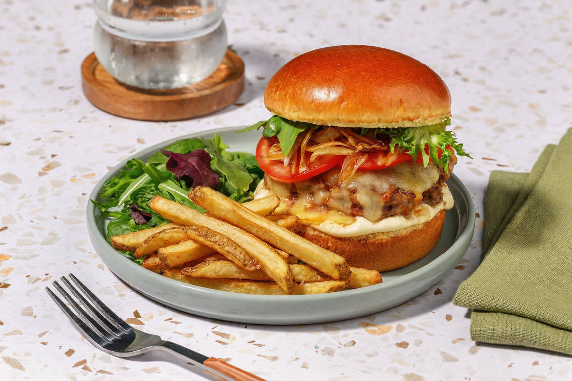 Cheesy Beef & Caramelised Onion Burger