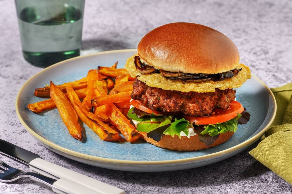Herby Beef & Parmesan Crisp Burger