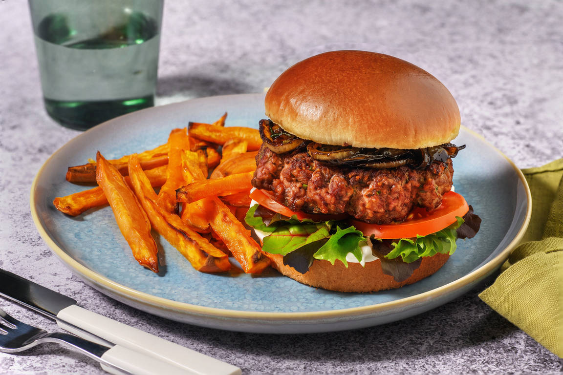 Herby Beef & Caramelised Onion Burger