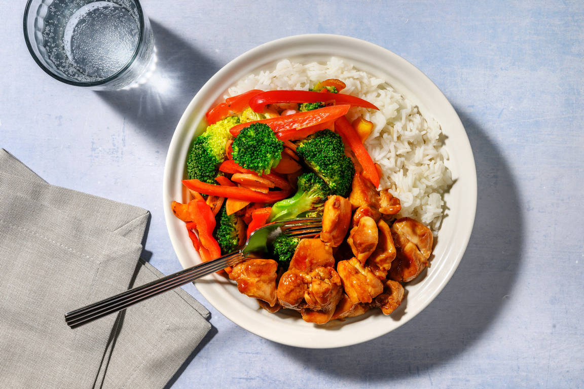 Gochujang-Glazed Chicken Bites & Garlic Rice