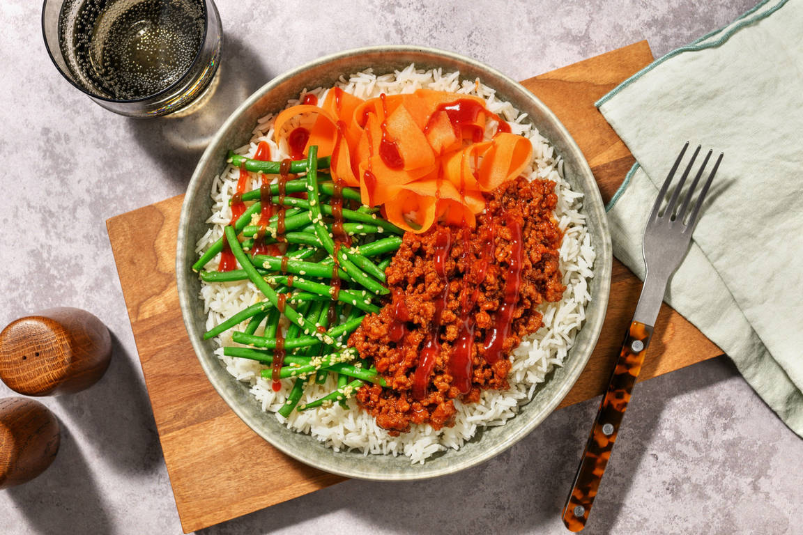 Korean Style Gochujang Beef and Pork Bibimbap