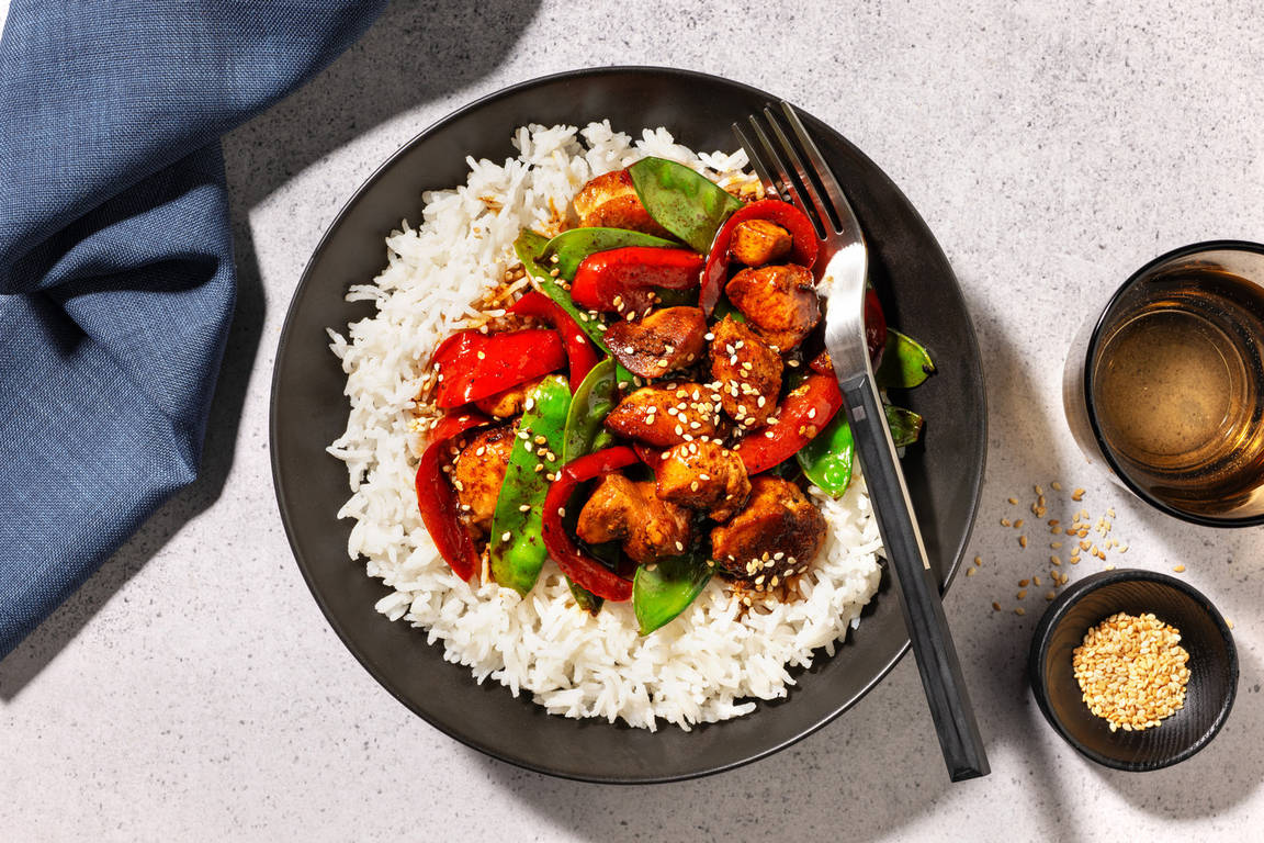 Stir-fry met varkenshaaspuntjes en bulgogisaus