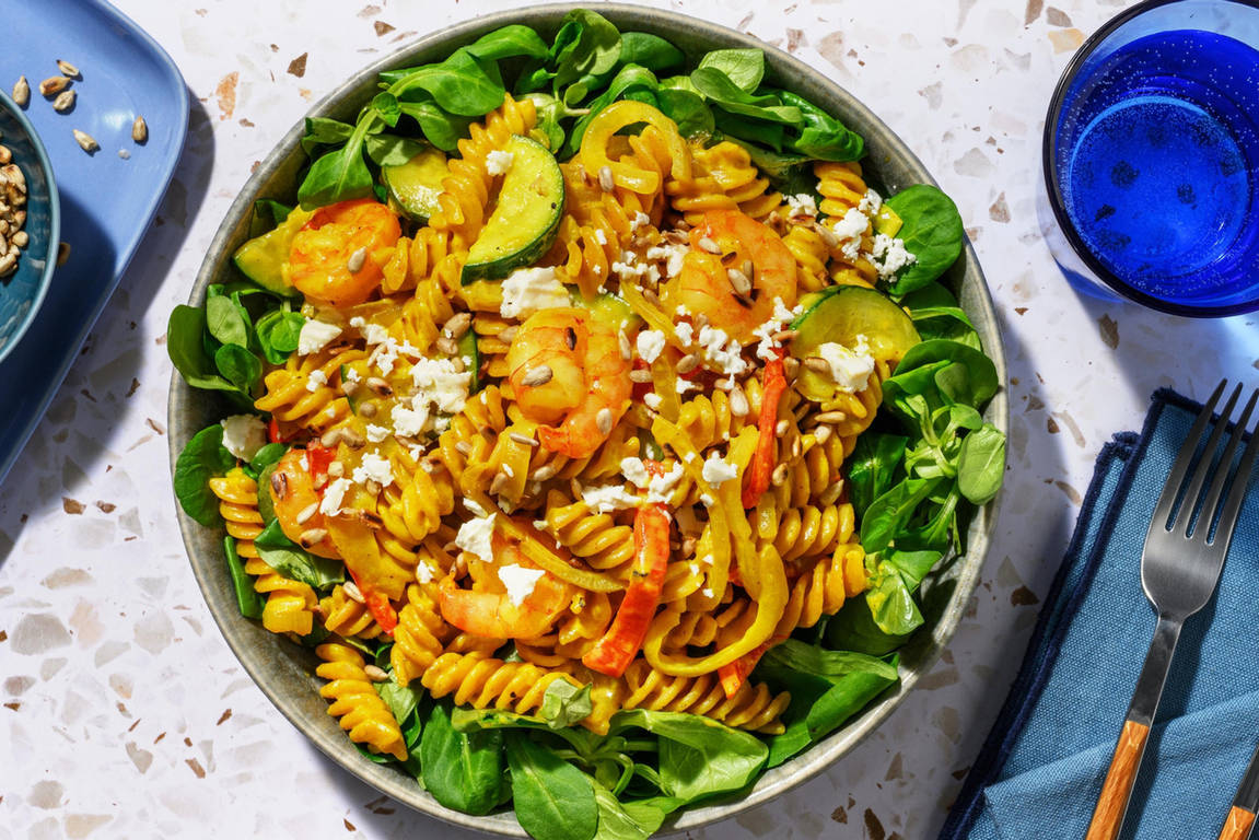 Shrimp Fusilli in Creamy Curry Sauce