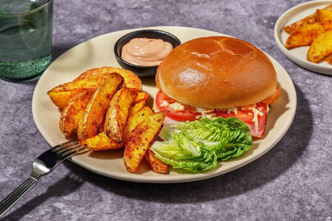 Croq'Burger jambon, fromage & tomate