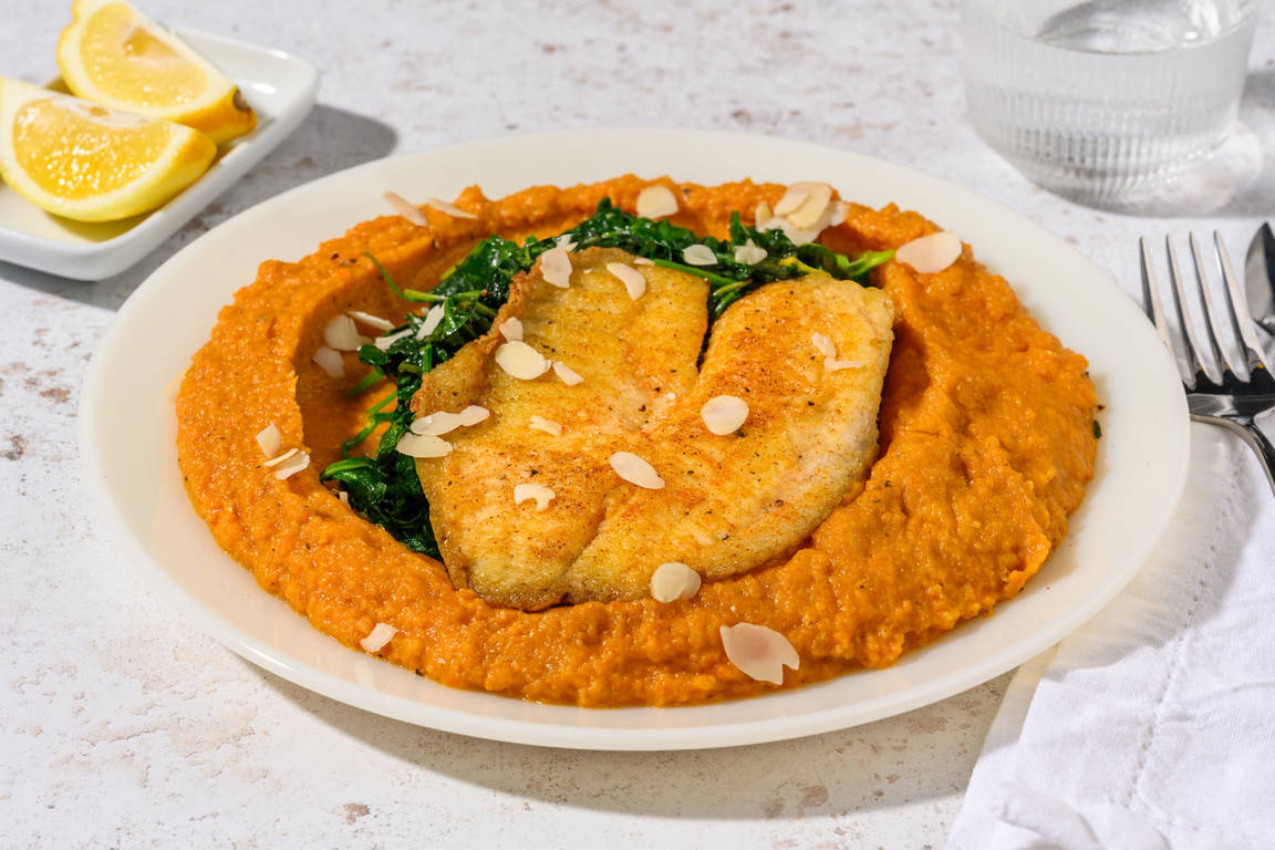 Lieu & purée de lentilles corail au paprika