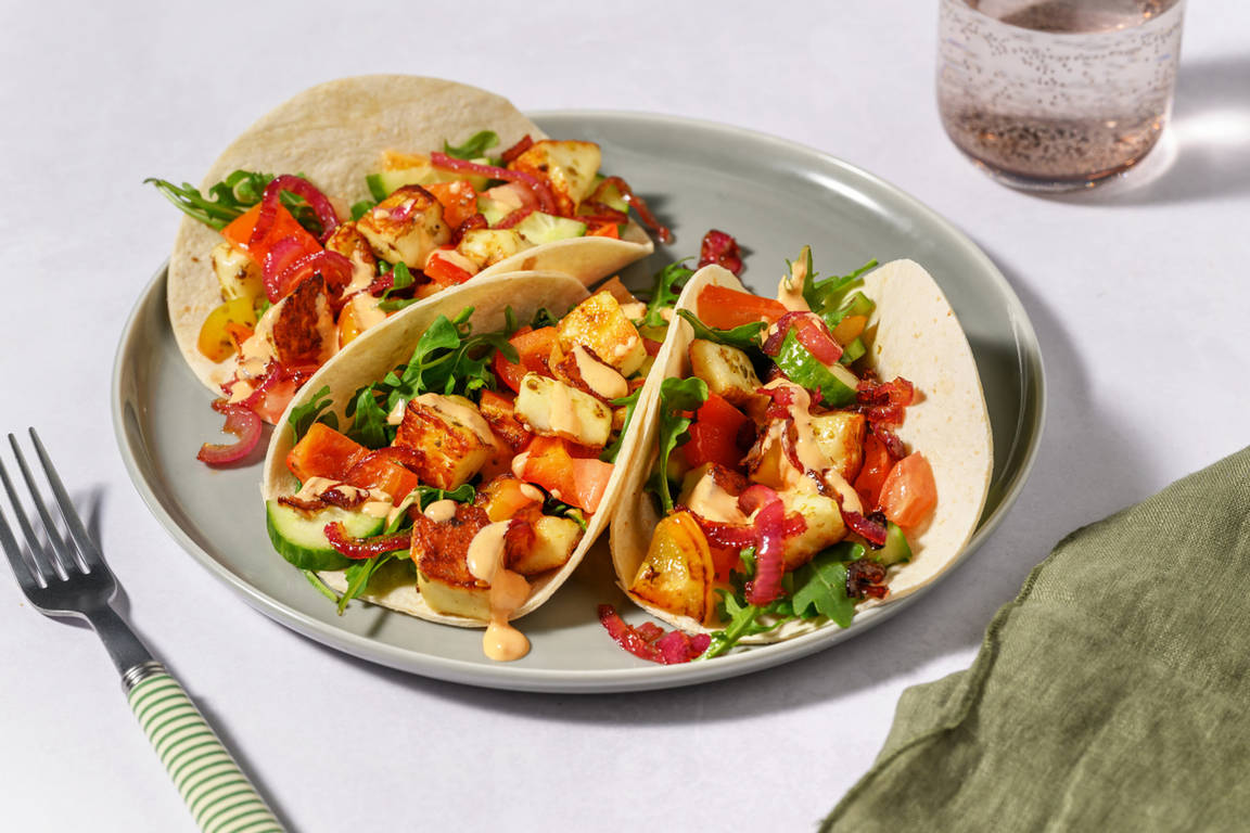 Greek Style Halloumi Tacos
