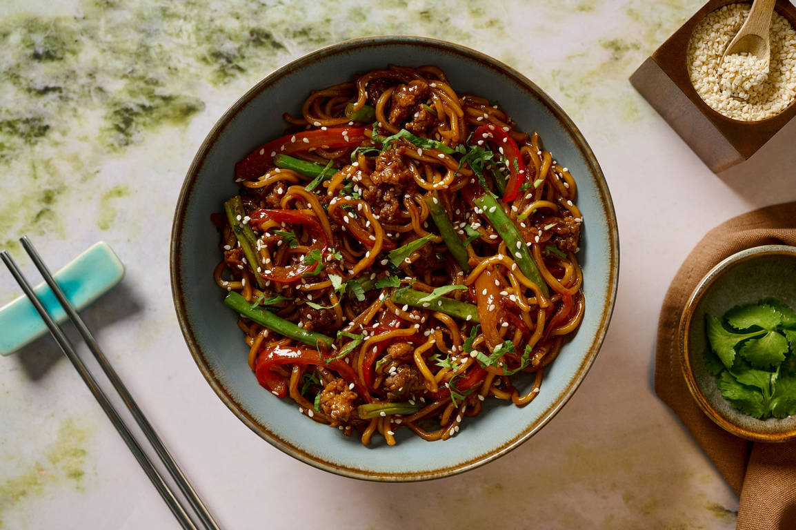 Hoisin Beef, Pork and Mixed Veg Stir-Fry