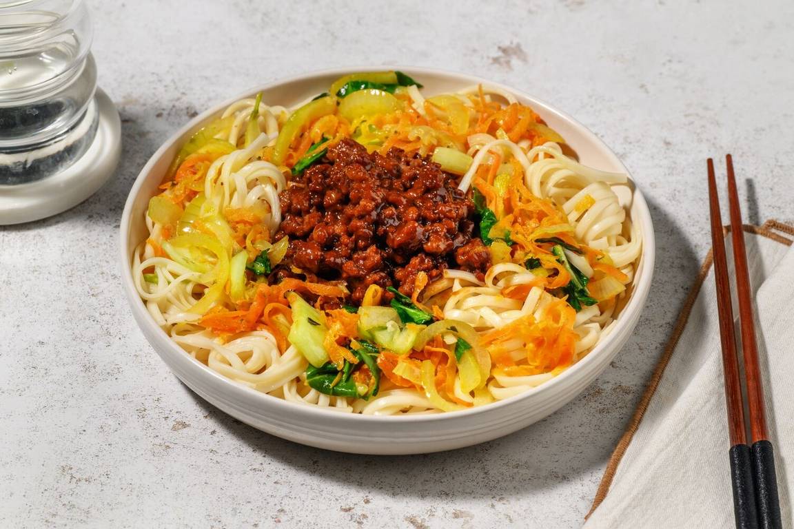 Rask japansk bowl med karamellisert kjøttdeig