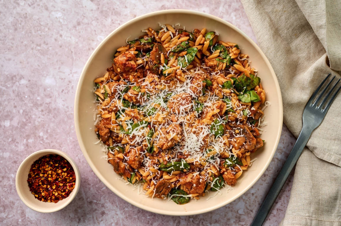 Orzo à la saucisse italienne et au citron