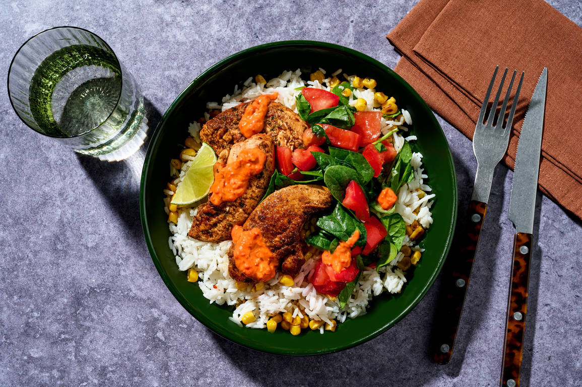 Peri-Peri Chicken & Charred Corn Rice Bowl