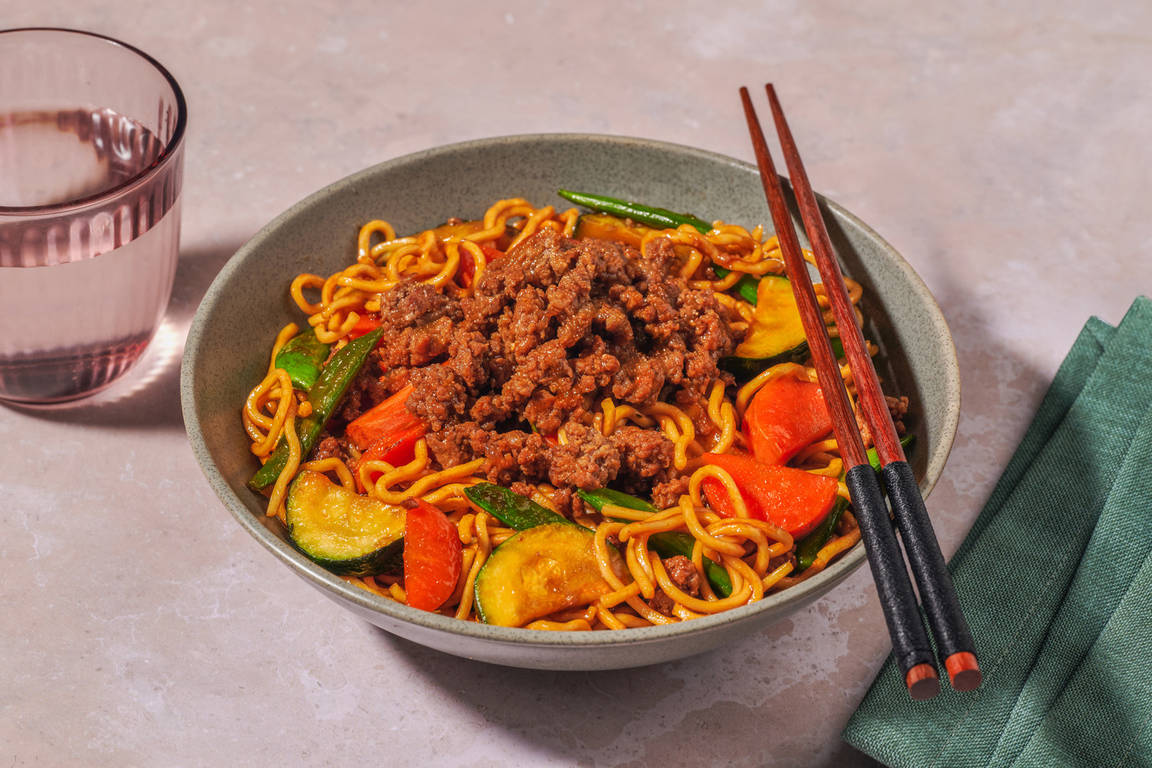 Easy Asian BBQ Beef & Oyster Sauce Noodles