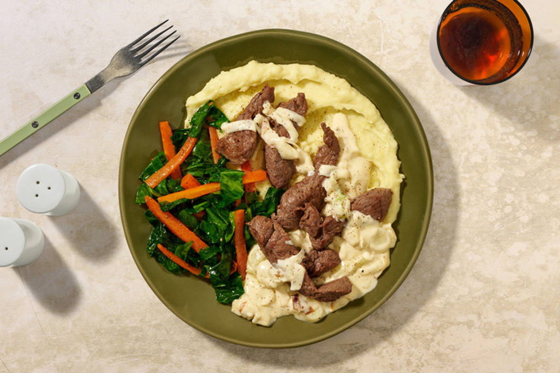 Spiced Beef Strips & Creamy Leek Sauce