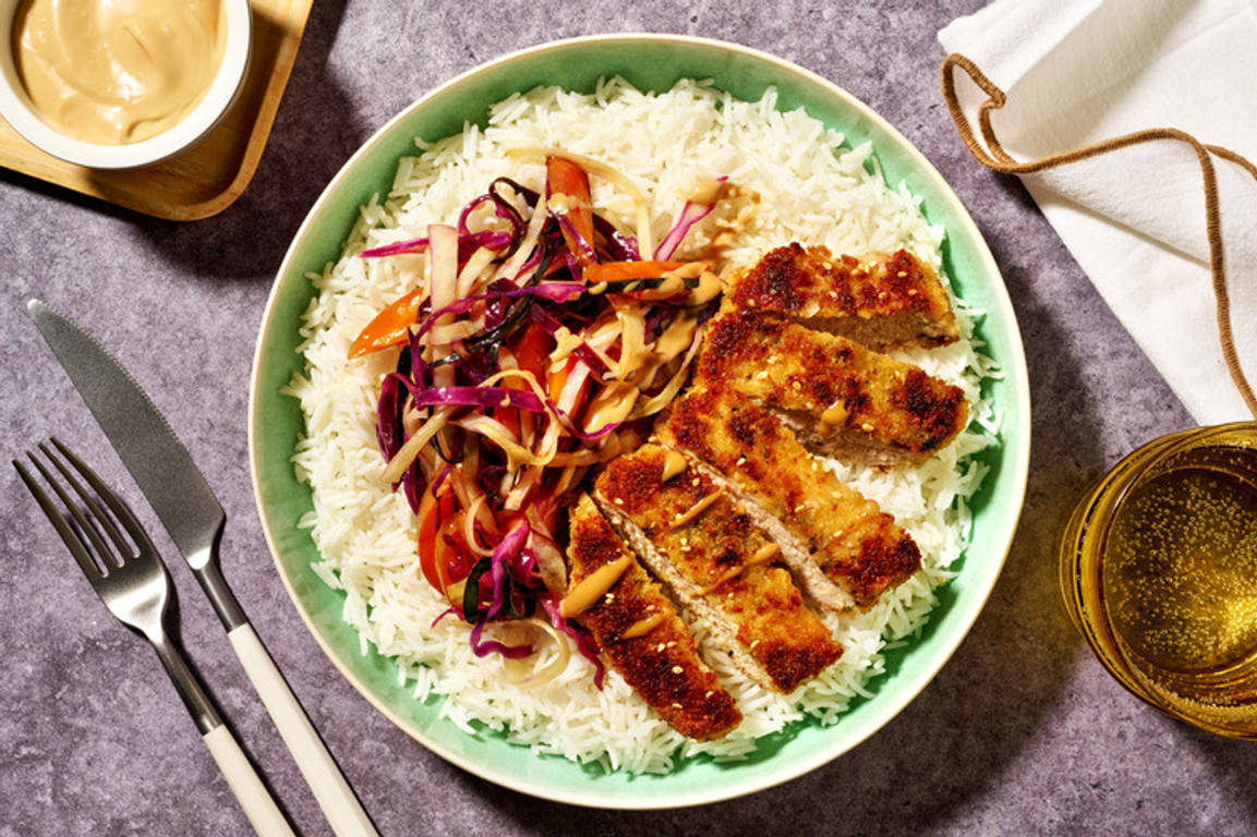 Sesame Pork Schnitzel & Sweet Chilli Veggies